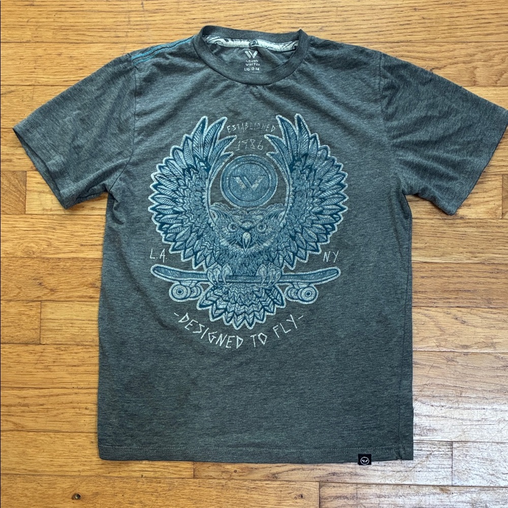 Shaun White Flying Owl Gray Vintage Look Short Sleeve Graphic T-Shirt